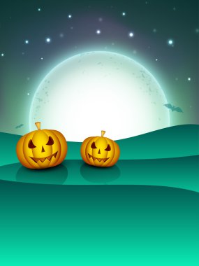 Cadılar Bayramı gecesi korkunç kabaklar arka plan. EPS 10.