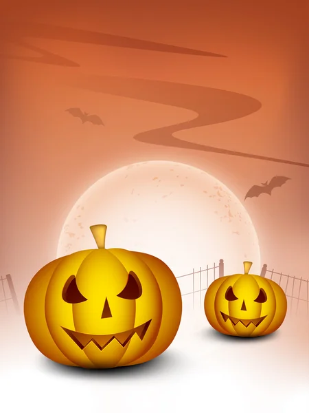 Calabazas de Halloween en la noche de luna. EPS 10 . — Vector de stock