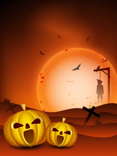 Noite de Halloween fundo com abóboras assustadoras. EPS 10 . — Vetor de Stock