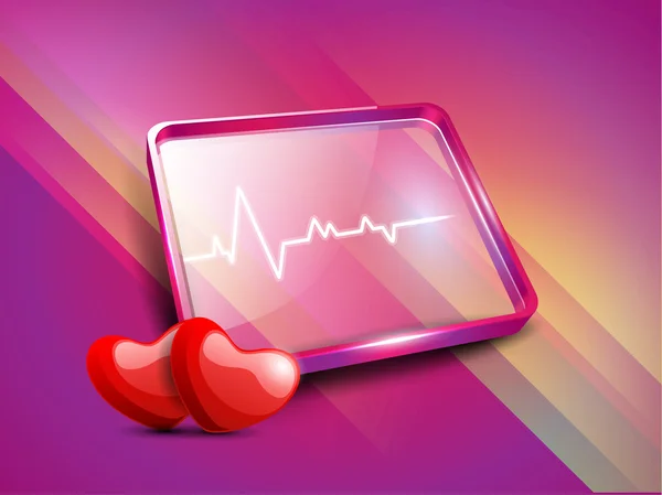 Cardiogram met rood hart vorm, medische achtergrond. EPS 10. — Stockvector