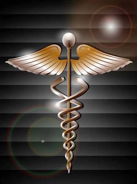 3 d カドゥケウス医療シンボルと抽象的な医療の背景。eps — ストックベクタ