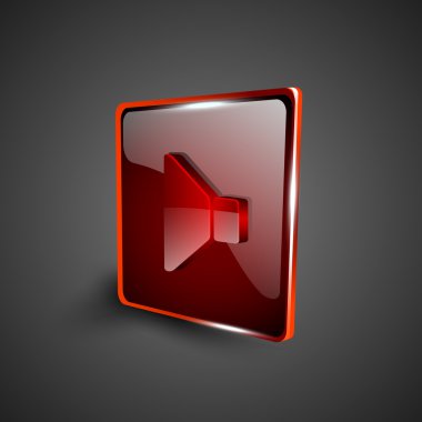 parlak kırmızı 3d web 2.0 sembol ses simge seti. EPS 10.