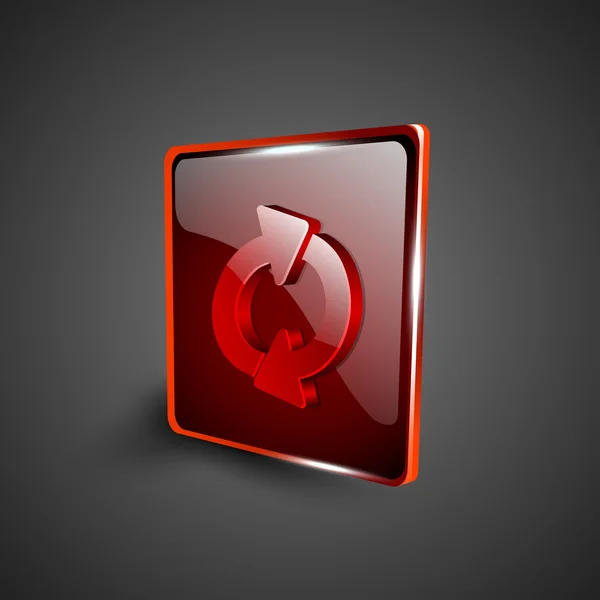 Glanzend rood 3d web 2.0 vernieuwen pictogram symboolset. EPS 10. — Stockvector