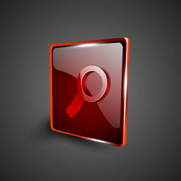 Błyszczący czerwony 3d web 2.0 Szukaj symbol ikonę zestaw. EPS 10. — Wektor stockowy
