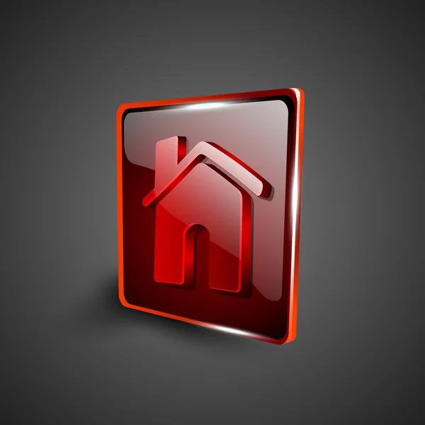 Lesklý červený 3d web 2.0 domů nebo ikonu symbolu domovskou stránku nastavit. EPS 10. — Stockový vektor