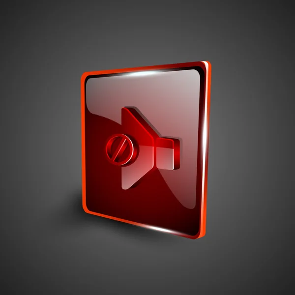 Glossy red 3D web 2.0 mute symbol icon set. EPS 10. — Stock Vector