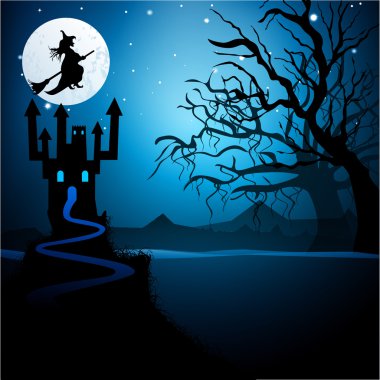 Scary halloween gece arka plan. EPS 10.