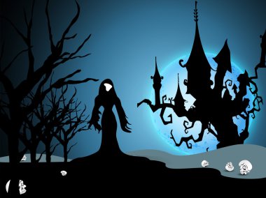 Scary halloween gece arka plan. EPS 10.