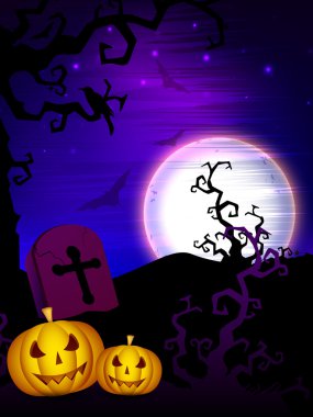 Scary halloween gece arka plan. EPS 10.