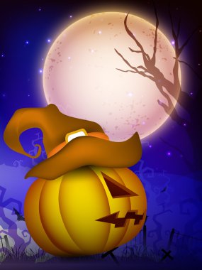 korkutucu kabak giyen cadı şapka Cadılar Bayramı. EPS 10.