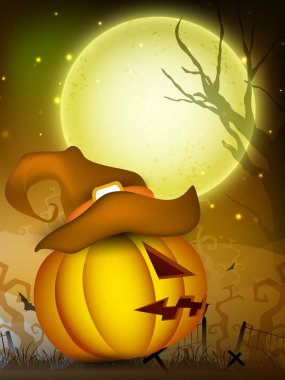 korkutucu kabak giyen cadı şapka Cadılar Bayramı. EPS 10.