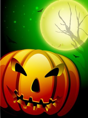 korkutucu pumpkin halloween gece arka planda. EPS 10.