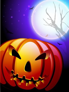 korkutucu pumpkin halloween gece arka planda. EPS 10.