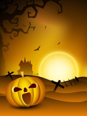 Spooky halloween gece artalanla korkunç kabaklar. EPS 10.