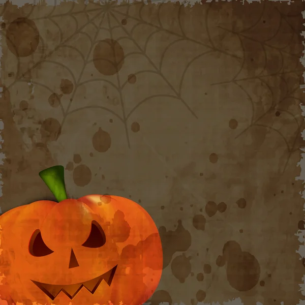Halloween pumpkin on grungy brown background. EPS 10. — Stock Vector