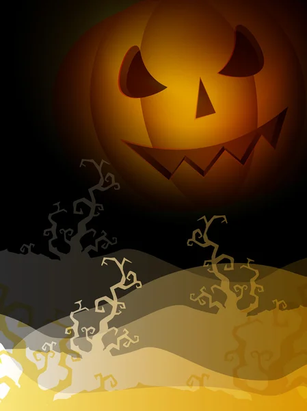Calabaza aterradora en el fondo de la noche de Halloween. EPS 10 . — Archivo Imágenes Vectoriales