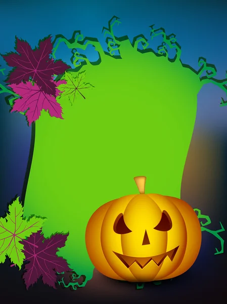 Halloween fundo retro com abóbora e folhas de outono. EPS 1 — Vetor de Stock