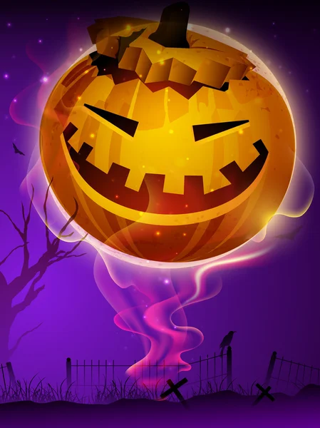 Calabaza aterradora en la noche de Halloween. EPS 10 . — Vector de stock