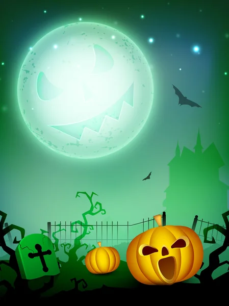 Calabaza aterradora en la noche de Halloween. EPS 10 . — Vector de stock