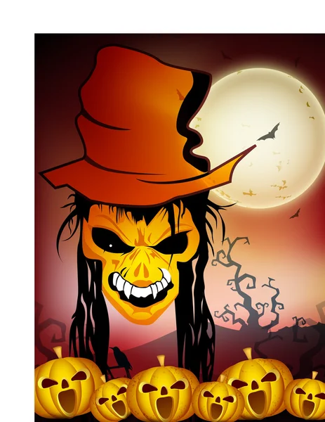 Nuit d'Halloween effrayante avec zombie et citrouilles. SPE 10 . — Image vectorielle