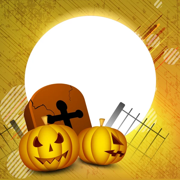 Scary Halloween pumpkins with gravestone. EPS 10. — Stock Vector