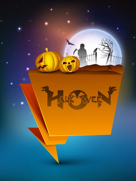 Banner de noche de luna de Halloween con calabazas. EPS 10 . — Vector de stock