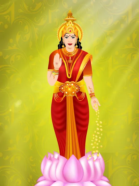 Иллюстрация индуистской богини Лаксми. EPS 10 . — стоковый вектор