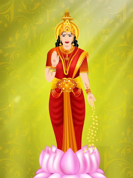 Ilustração da deusa hindu Laxmi. EPS 10 . —  Vetores de Stock