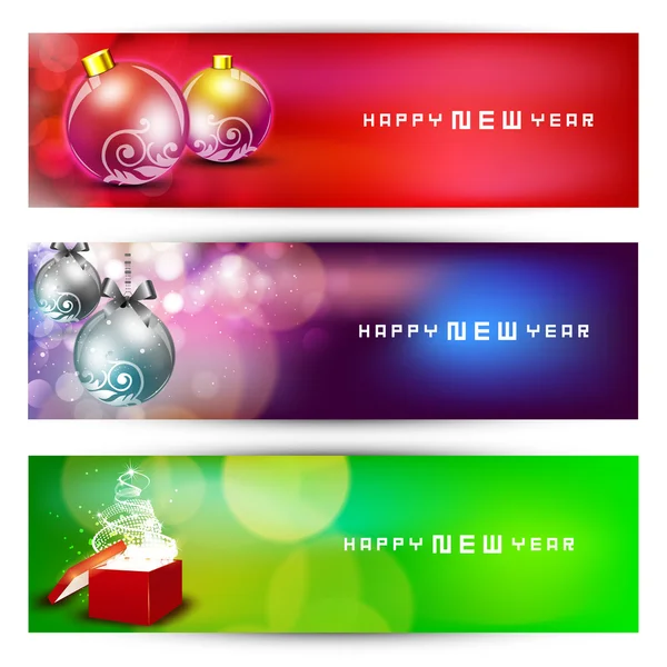 Website header or banner set with decorative Xmas balls. EPS 10. — Stock Vector