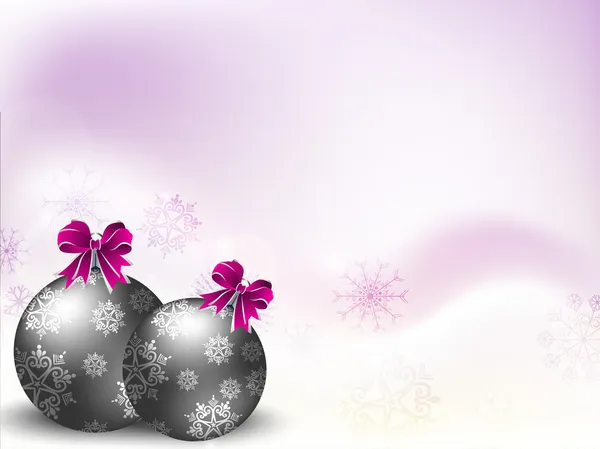 Dekorative Weihnachtskugeln auf glänzenden Schneeflocken Hintergrund für fröhliche c — Stockvektor