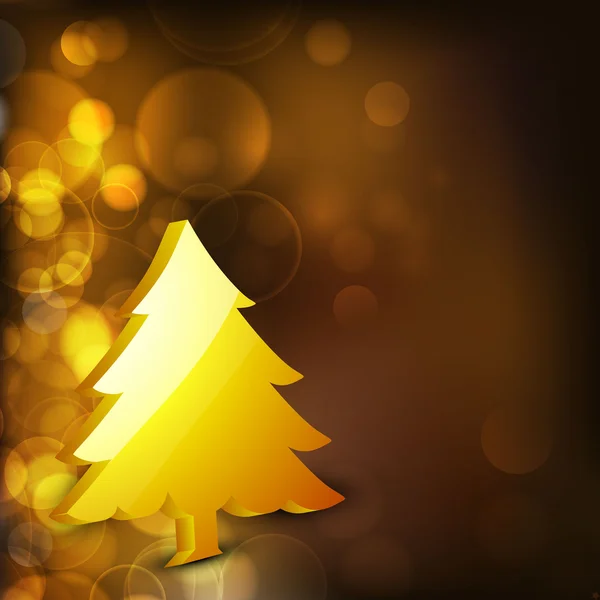3D golden Christmas tree on snowflake background. EPS 10. — Stock Vector