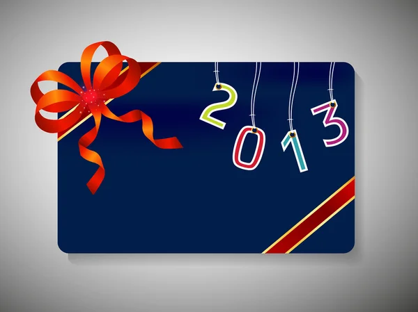 Gift card per Felice Anno Nuovo con nastro. EPS 10 . — Vettoriale Stock