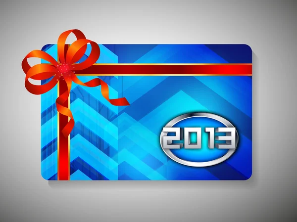 Δώρο κάρτα για τη γιορτή του Ευτυχισμένο το νέο έτος με κορδέλα. EPS 10. — Διανυσματικό Αρχείο