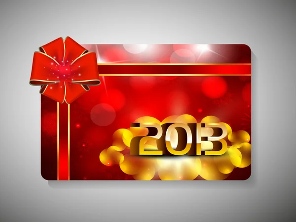リボンと幸せな新年のお祝いのためのギフトカード。eps 10. — ストックベクタ