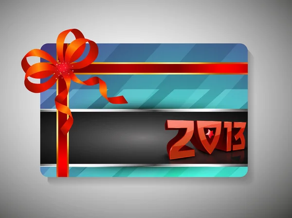 Tarjeta de regalo para la celebración del Feliz Año Nuevo con cinta. EPS 10 . — Vector de stock