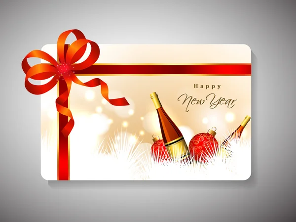 Gift card per Felice Anno Nuovo con nastro. EPS 10 . — Vettoriale Stock