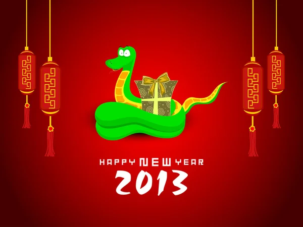 2013 新年符号蛇与快乐，新年背景. — 图库矢量图片