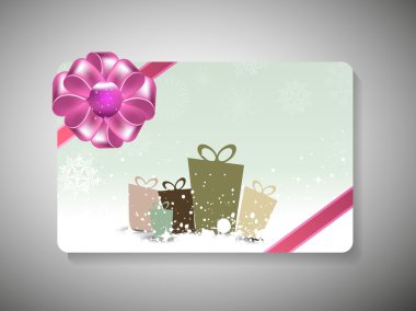 neşeli Noel için kurdele ile güzel bir şekilde dekore edilmiş hediye kartı ce