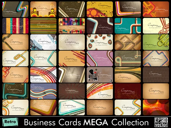 Mega Colección Vector Abstracto Retro Tarjetas de visita en vari — Vector de stock