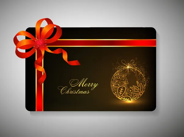 Hermosa tarjeta de regalo decorada con cinta para Feliz Navidad ce — Vector de stock