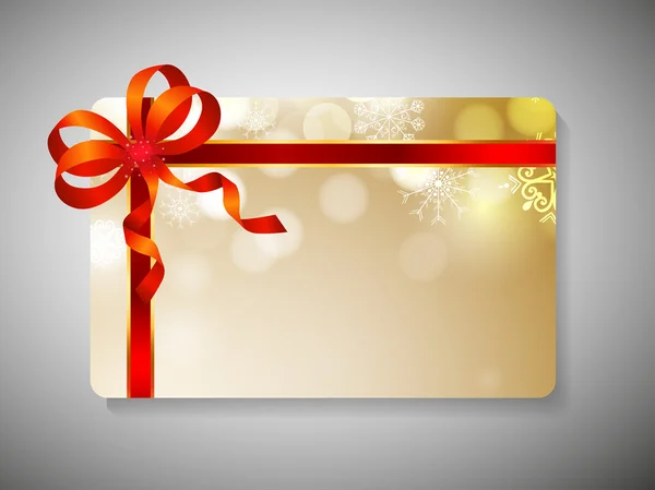 Όμορφα διακοσμημένα δώρο κάρτα με κορδέλα καλά Χριστούγεννα και ce — Διανυσματικό Αρχείο