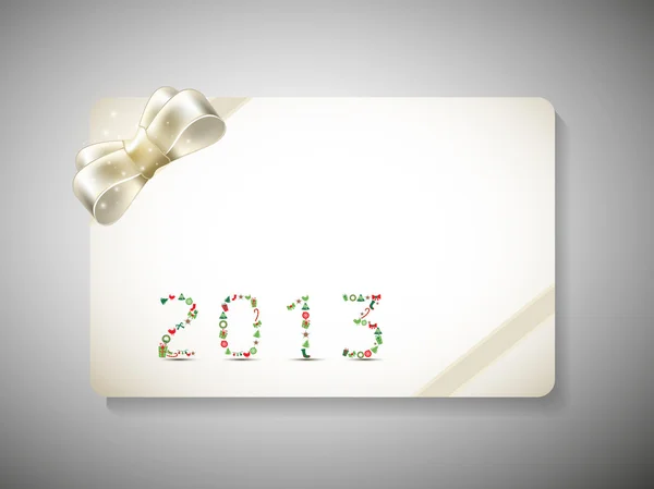 행복 한 새 해 축 하 분홍색 리본으로 선물 카드. Eps 1 — 스톡 벡터