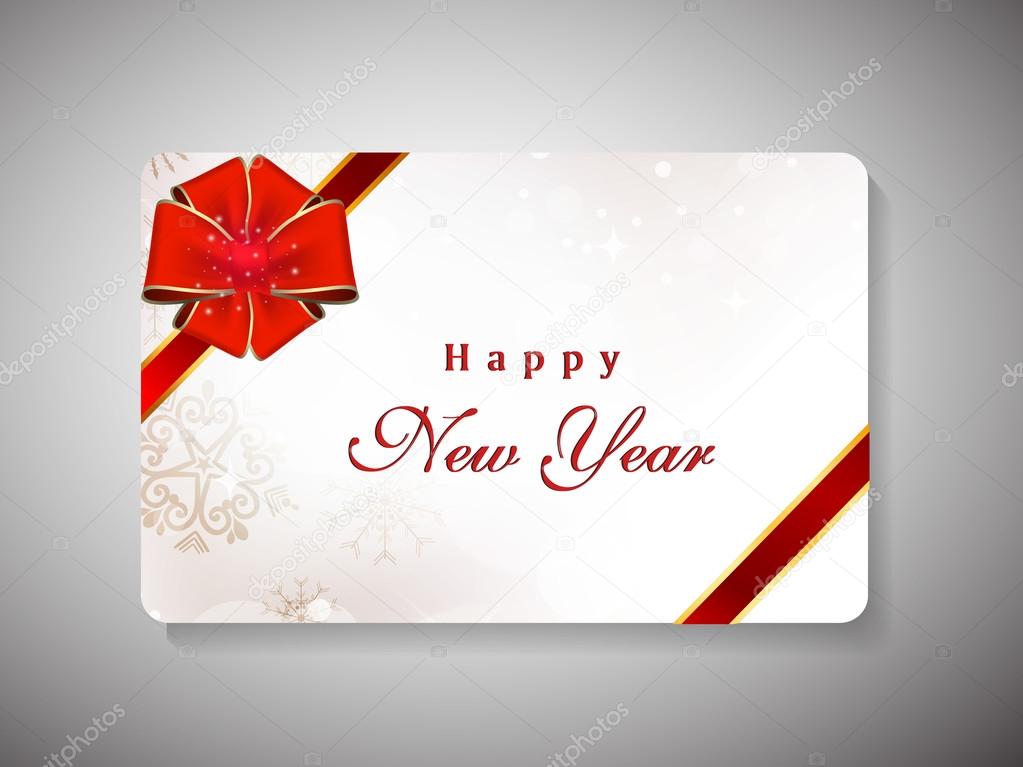 Gift card for Happy New Year celebration with ribbon. EPS 10.