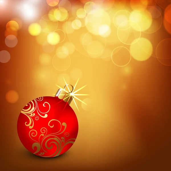 Bolas decorativas de Navidad sobre fondo de copos de nieve brillantes para Merry C — Vector de stock