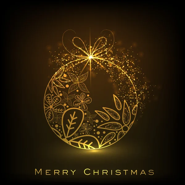 Boules de Noël décoratives sur fond de flocons de neige brillant pour Merry C — Image vectorielle