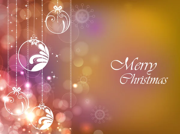 Boules de Noël décoratives sur fond de flocons de neige brillant pour Merry C — Image vectorielle