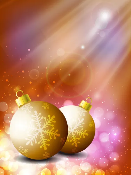 Hermosas bolas de Navidad sobre fondo de copos de nieve para Feliz Navidad — Vector de stock