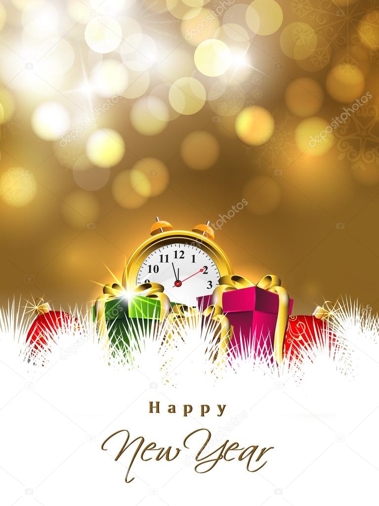 Greeting card or gift card for Happy New Year celebration. EPS 1