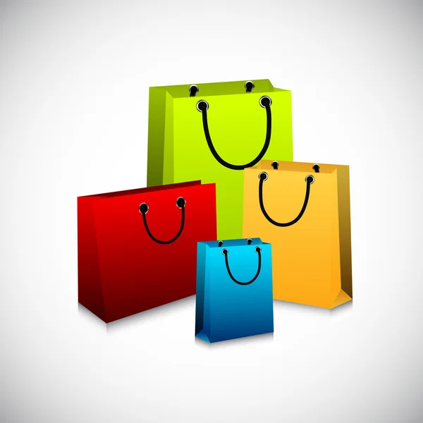 Colorful blank paper shopping bag on wave background. EPS 10. — Stock Vector