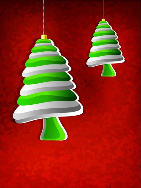 Stylized Xmas trees on red background for Merry Christmas celebr — Stock Vector